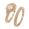 Brass Micro Pave Cubic Zirconia Finger Rings CU-Z001-02G-01-2