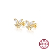 925 Sterling Silver Micro Pave Cubic Zirconia Stud Earrings for Women EJEW-F317-05G-1