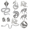 48Pcs 8 Styles Tibetan Style Alloy Pendants FIND-SC0018-09-1
