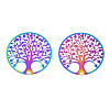 Ion Plating(IP) 201 Stainless Steel Filigree Pendants STAS-S118-077-1