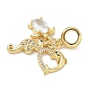 Brass Micro Pave Clear Cubic Zirconia European Dangle Charms KK-K368-31G-2