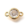Brass Clear Cubic Zirconia Connector Charms KK-K294-14G-1