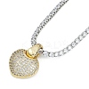 Brass Clear Cubic Zirconia Heart Pendant Strass Chain Necklaces for Women NJEW-U015-10GP-01-2