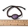 Adjustable Oval Natural Amethyst Braided Bead Bracelets BJEW-H626-02-15-5