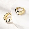 Tartan Pattern Brass Enamel Hoop Earrings for Women EJEW-G460-01G-3