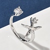 Brass Micro Pave Cubic Zirconia Cuff Rings for Women RJEW-H256-08P-1