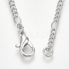 Brass Coated Iron Figaro Chain Necklace Making MAK-T006-03P-3