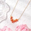 Natural Carnelian Faceted Round Beaded Arrow Pendant Brass Cable Chain Necklaces NJEW-TA00207-01-1