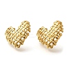 PVD Vacuum Plating 304 Stainless Steel Woven Heart Stud Earrings for Women EJEW-S227-48G-2