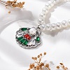 304 Stainless Steel Colorful Cubic Zirconia Shell Shape Pendant Necklaces STAS-Z114-22P-1