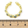 Brass Micro Pave Cubic Zirconia Enamel Cuff Rings for Women RJEW-L113-029G-5