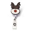 Christmas Reindeer/Stag/Deer Glitter Powder Felt & ABS Plastic Badge Reel AJEW-I053-11-1