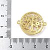 Rack Plating Brass Clear Cubic Zirconia Flat Round with Tree Connector Charms KK-A234-033G-3
