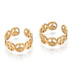 Ion Plating(IP) 304 Stainless Steel Peace Sign Open Cuff Ring for Women LS-RJEW-T027-08G-2