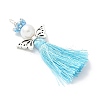 Glass Pearl Round Beaded with Polycotton Tassel Big Pendants PALLOY-MZ00612-3