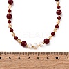 Natural Carnelian(Dyed & Heated) & Rhodochrosite & Freshwater Pearl & Glass Beaded Necklaces NJEW-U026-24G-5