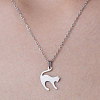 Non-Tarnish 201 Stainless Steel Cat Pendant Necklace NJEW-OY001-06-1