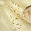 304 Stainless Steel Round Shell Pearl Pendant Lariat Necklaces for Women NJEW-U031-03G-2