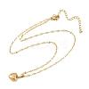 304 Stainless Steel Heart Pendant Dapped Chain Necklaces for Women NJEW-P342-01G-2