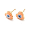 Enamel Heart with Evil Eye Stud Earrings EJEW-P210-05G-02-1