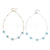 2Pcs 2 Colors Brass & Faceted Round Glass Beaded Flower Link Chain Necklaces NJEW-JN05296-2