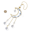Nuggets Natural Quartz & Brass Moon Hanging Suncatchers HJEW-JM04253-04-3