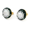 Rack Plating Flat Round Brass With Rhinestone & Natural Pearl Handmade Indonesia Stud Earrings EJEW-U010-02A-G-2