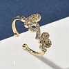 Brass Micro Pave Cubic Zirconia Cuff Rings RJEW-H256-03G-1