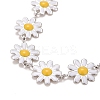 Enamel Daisy Link Chains Bracelet BJEW-P271-01P-01-2