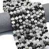 Natural Black Tourmalinated Quartz Beads Strands G-P573-A62-01-1