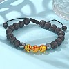 Natural Lava Rock and Non-Magnetic Synthetic Hematite Beads Braided Bead Bracelets BJEW-JB03975-9
