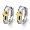 Brass Micro Pave Clear Cubic Zirconia Hoop Earrings EJEW-H158-20C-GP-4