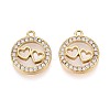 304 Stainless Steel Micro Pave Cubic Zirconia Charms STAS-N115-56G-1