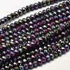 Faceted Rondelle Half Rainbow Plated Electroplate Glass Beads Strands X-EGLA-J134-3x2mm-HR29-1