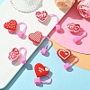 12Pcs 6 Styles Valentine's Day Theme PVC & Silicone Dustproof Straw Cap AJEW-CJ0001-26-5
