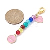 Mother's Day Flat Round with Word Mom & Heart Alloy Enamel Pendant Decorations HJEW-JM01510-02-3