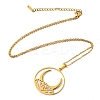 201 Stainless Steel Moon Pendant Necklace with Cable Chains NJEW-Q317-32G-1