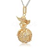 Golden Tone Brass Hollow Round Cage Pendants KK-J238-08G-2