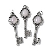 Key Brass Natural Rose Quartz Big Pendants KK-D361-01AS-33-1