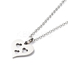 201 Stainless Steel Hollow Heart Pendant Necklace with Cable Chains NJEW-Q317-05P-2