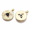 Brass Micro Pave Blue Cubic Zirconia Pendants X-KK-S356-218G-NF-2