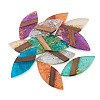 12Pcs 6 Colors Transparent Resin & Walnut Wood Big Pendants WOOD-TA0002-46-2
