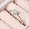 Heart 304 Stainless Steel Open Cuff Rings for Women RJEW-G338-14P-3