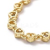 Enamel Evil Eye & Cubic Zirconia Heart Link Chain Bracelet BJEW-H555-01B-3