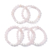Natural Rose Quartz and Natural Dyed Lava Rock Stretch Bracelets BJEW-JB03798-05-4