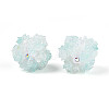 Polymer Clay Rhinestone Beads with Embossed Resin Roses RESI-T059-04D-1