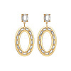304 Stainless Steel & Crystal Rhinestone Dangle Stud Earrings WG52D4B-02-2