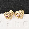Brass Micro Pave Cubic Zirconia Heart Stud Earrings EJEW-C158-03G-1