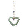 Heart Natural Green Aventurine Chip Pendant Drcorations HJEW-JM01651-03-1
