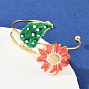 304 Stainless Steel Enamel Cuff Bangles for Women BJEW-A049-02B-G-1